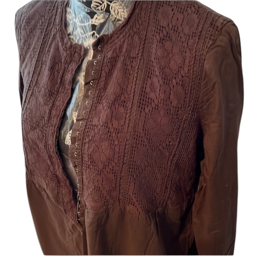 Caribbean Joe size  large  brown long sleeve top  100% cotton NWOT